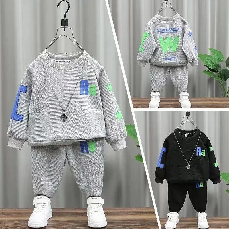 Kids New Sportswear Clothing Children Fashion Clothes Sets Boy Girl Long Sleeve Sweatshirt Sports Pants 2Pcs Costume Outfit