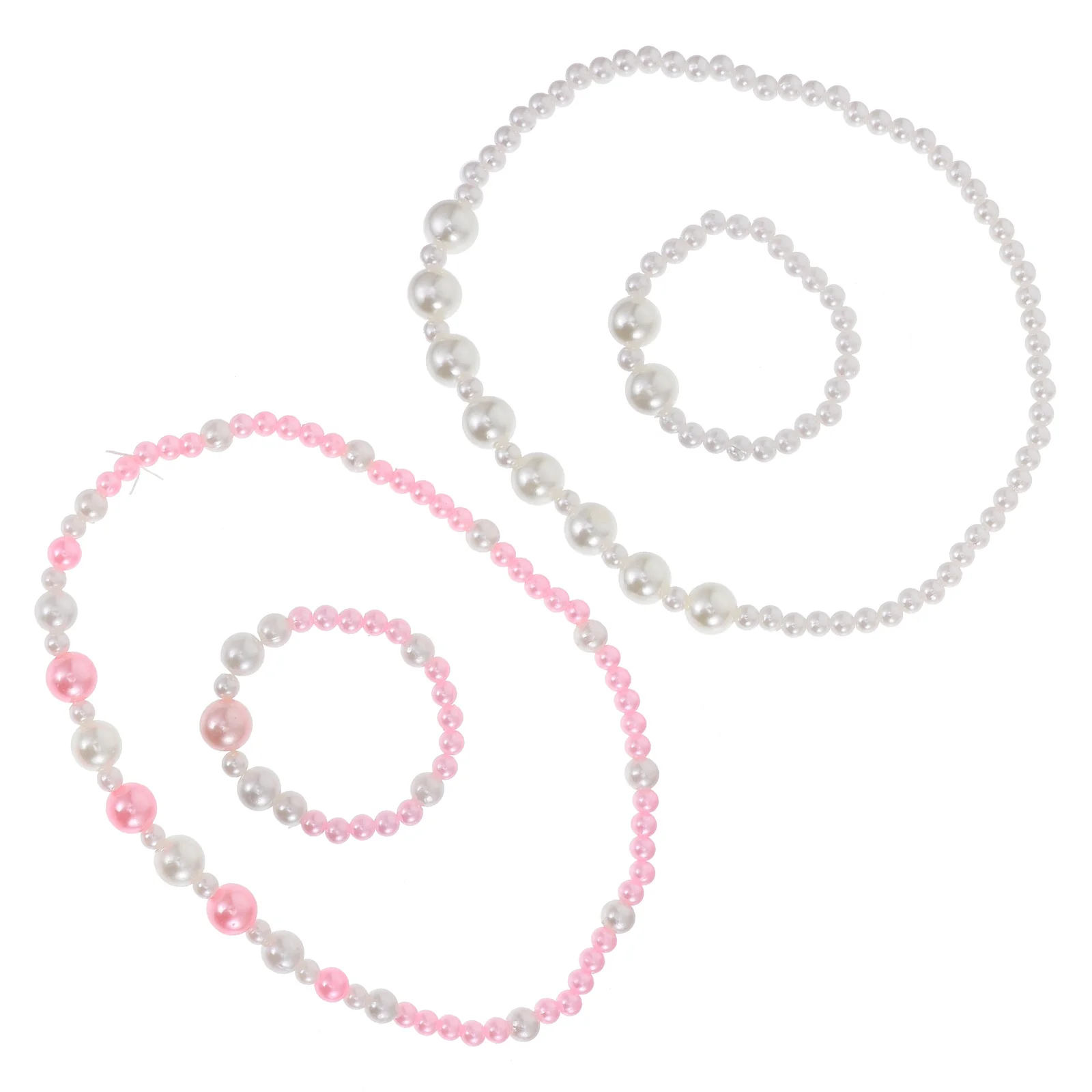 1 set di braccialetti con collana di perle finte per ragazze, set di gioielli con perline finte carine per bambini, regalo per feste, set di gioielli per bambini