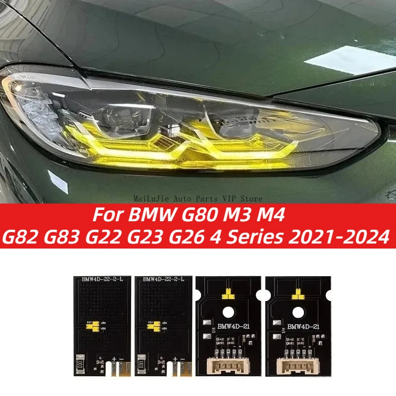 

New for BMW G80 M3 M4 G82 G83 G22 G23 G26 4 Series 2021 2022 2023 2024 LED Yellow Angel Eyes Daytime Running Lights
