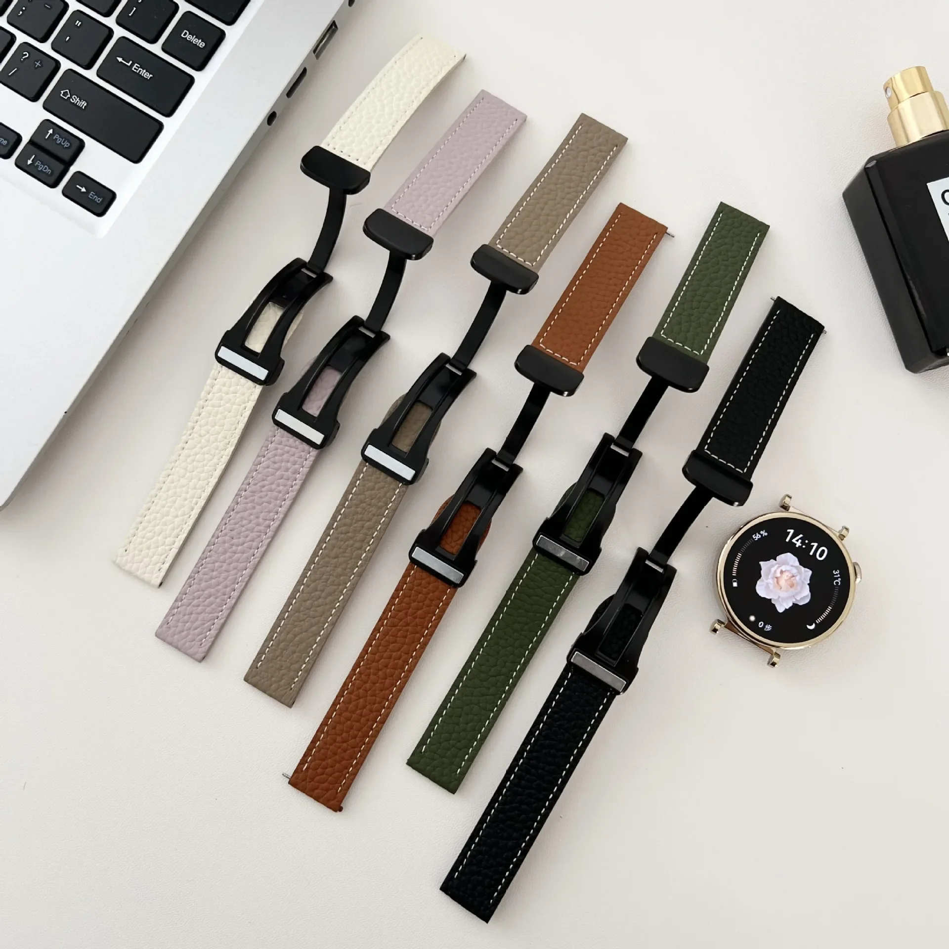 Leather Watchband For HUAWEI WATCH GT4 41mm Bracelet 18mm Strap For Garmin VENU 3S 2S/Forerunner 255S 265S Smart Watchbands