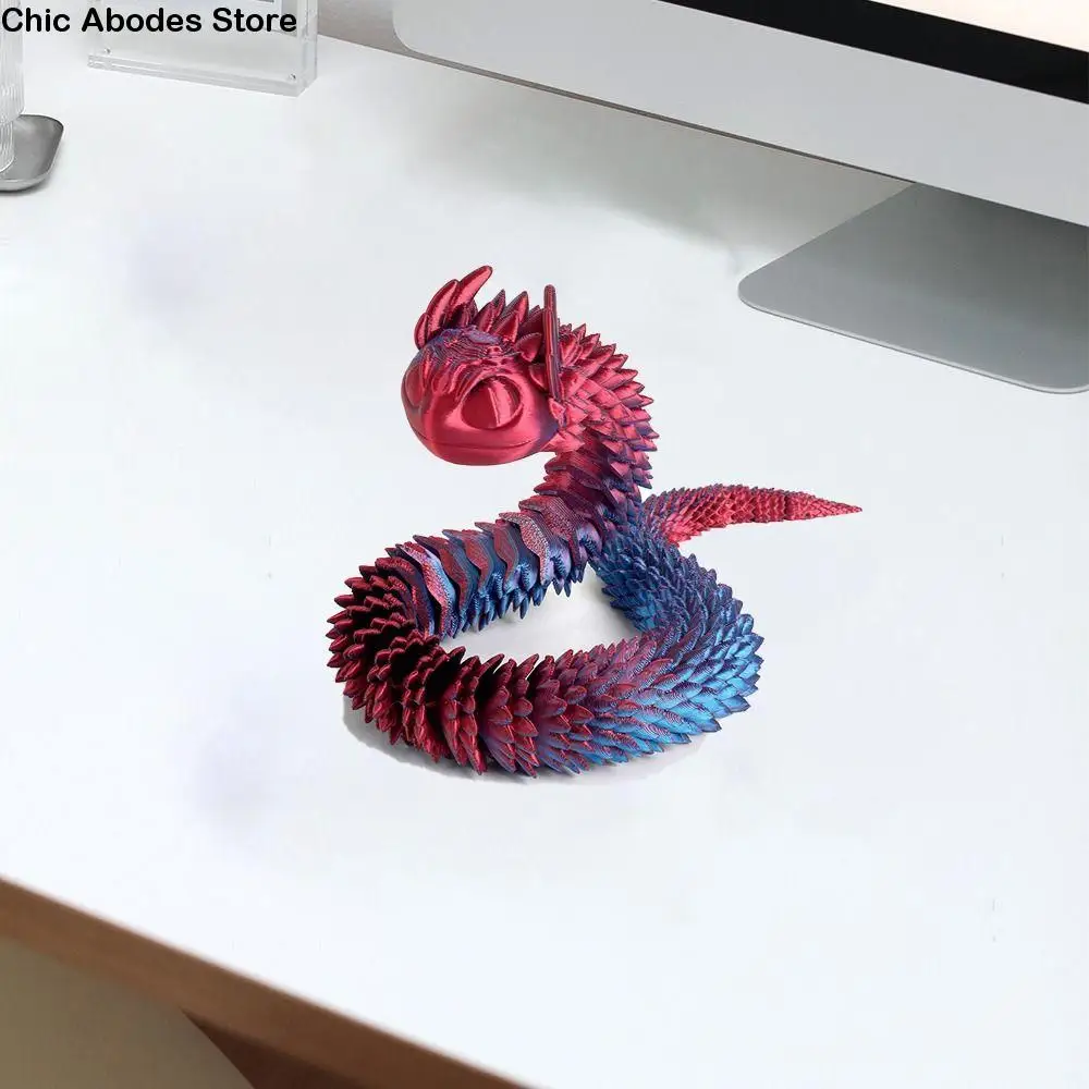 Printing Model 3D Printed Snake Handmade Realistic Simulated Snake Ornament Rotatable Animal Simulation Model Zodiac Snakes Year