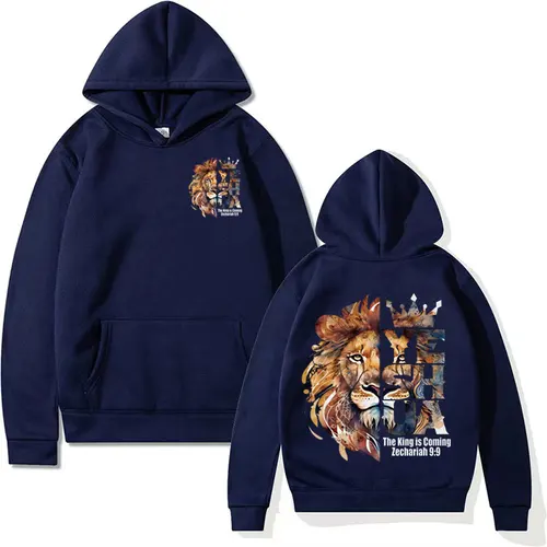 Imagen 2 del producto León Yeshua corona ropa cristiana sudaderas con capucha versículo de la Biblia Harajuku sudaderas estéticas hombres mujeres gótico Casual Sudadera con capucha ropa de calle