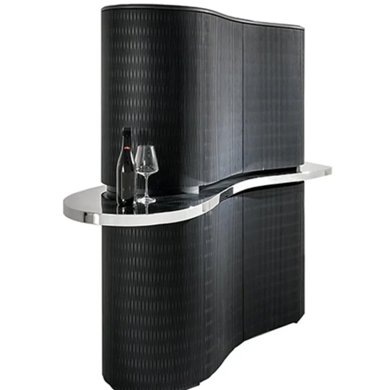 Italian light luxury high-end wine cabinet villa luxury home living room artistic sense creative curved dining side cabinet