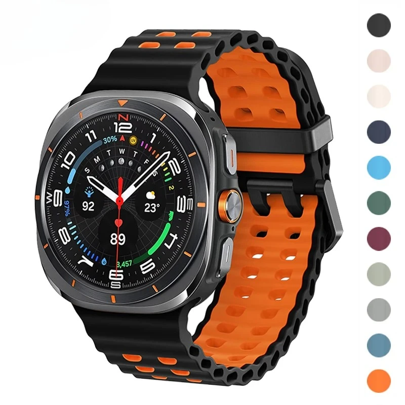 Band For Samsung Galaxy Watch ultra Strap 47mm Accessories Two color Sport silicone Bracelet Galaxy Watch 7 ultra Straps