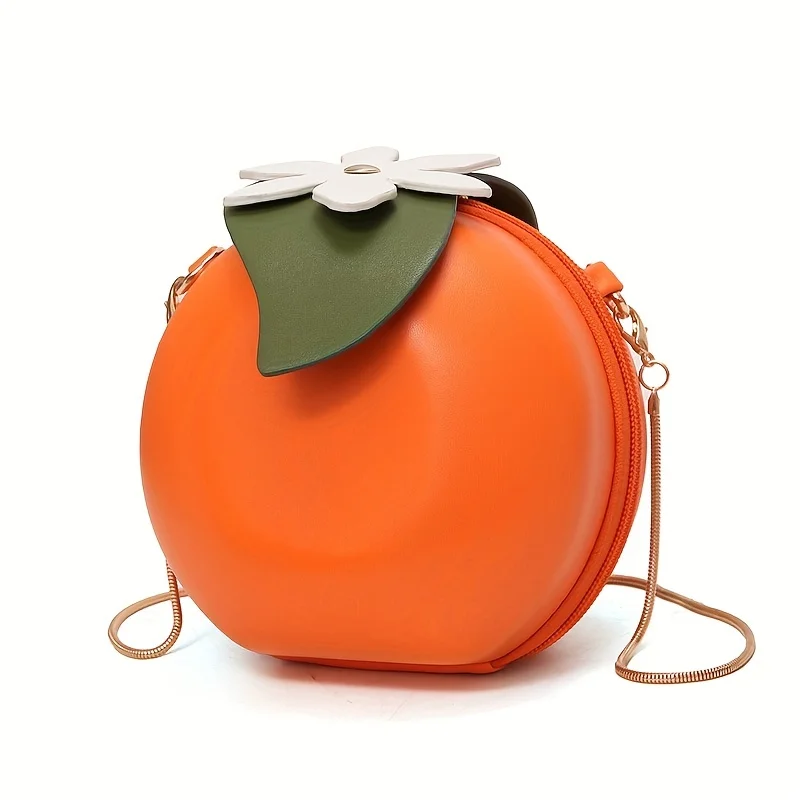 Orange shape crossbody bag-cute and stylish PU leather shoulder bag for women-small crossbody purse with chain strap