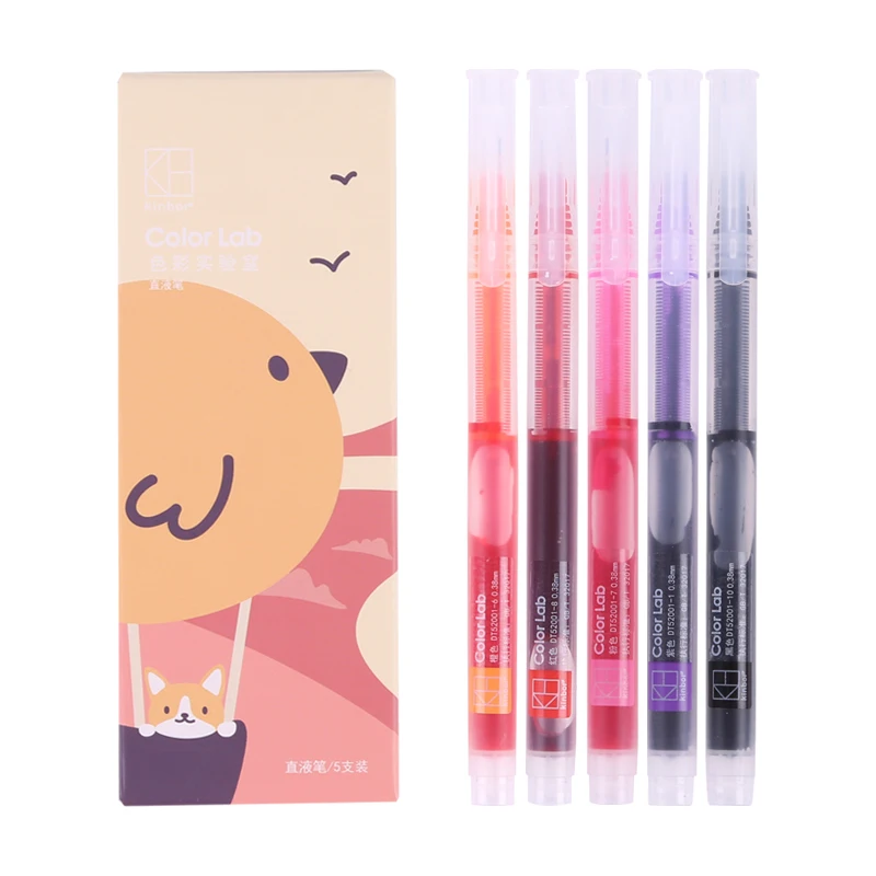 كينبور سريعة الجافة مستقيم السائل القلم المياه القائمة أقلام مع الأساسية الداخلية الحلوى اللون 0.38 مللي متر الحبر محايد القلم الإبداعية رسمت باليد