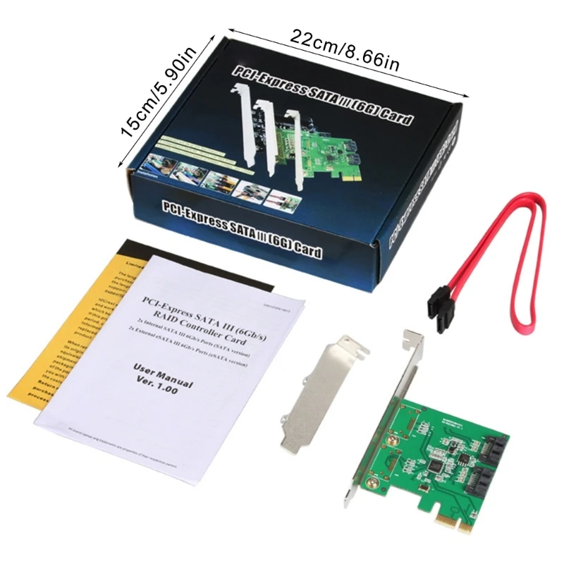 Thẻ điều khiển PCIExpress 2 cổng SATA3.0 có ASM1061R Hỗ trợ RAID1/RAID0