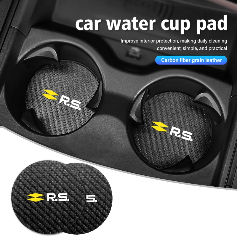 Sous-verres universels en fibre de carbone pour voiture, tapis antidérapant pour gobelet d'eau, pour Renault RS Sport
