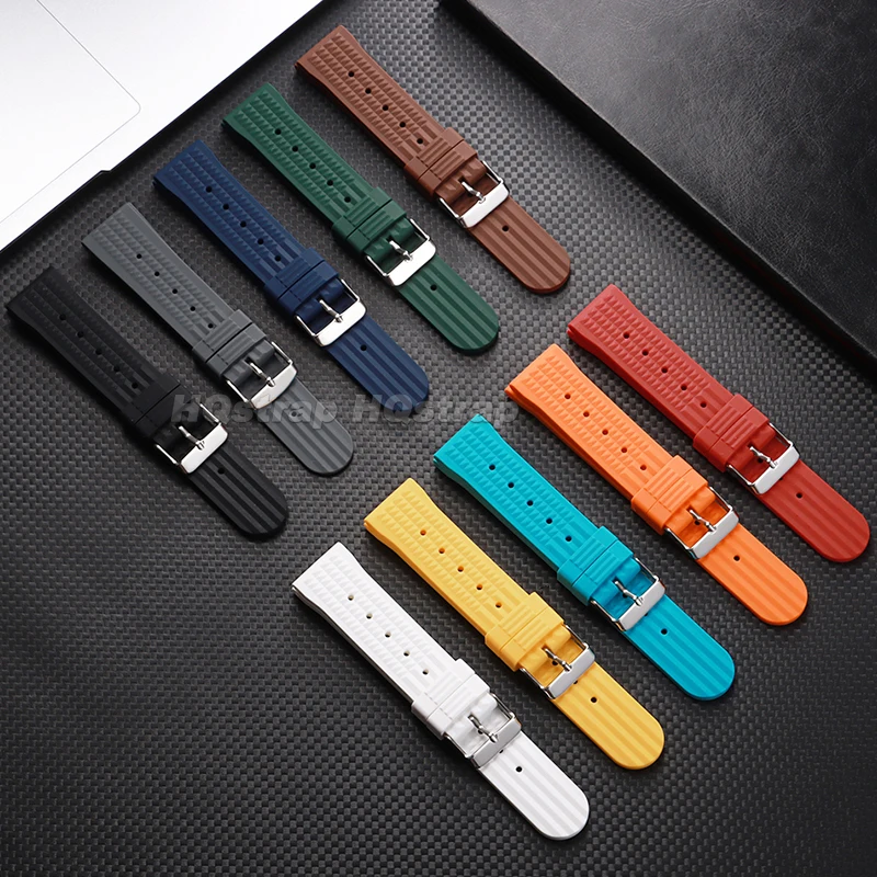 Waffle Silicone Watch Strap 20mm 22mm Quick Release Watchband Waterproof Rubber Bracelet for Seiko for Rolex Universal Wristband