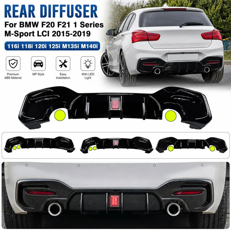 Hinten Stoßstange Diffusor Lippe MP Stil Für BMW 1 Serie F20 F21 120i 120d 125d 125i M Sport LCI 2015 ~ 2019 Auto Hinten Diffusor BodyKits