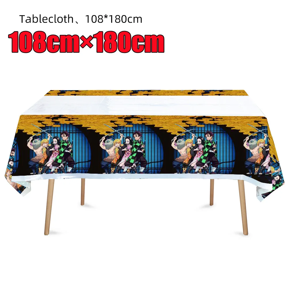 Cartoon Dämon Slayer Party Dekoration Papp teller Tischdecke Tasse Ballon Cartoon Anime Thema Baby party Geburtstags feier liefert