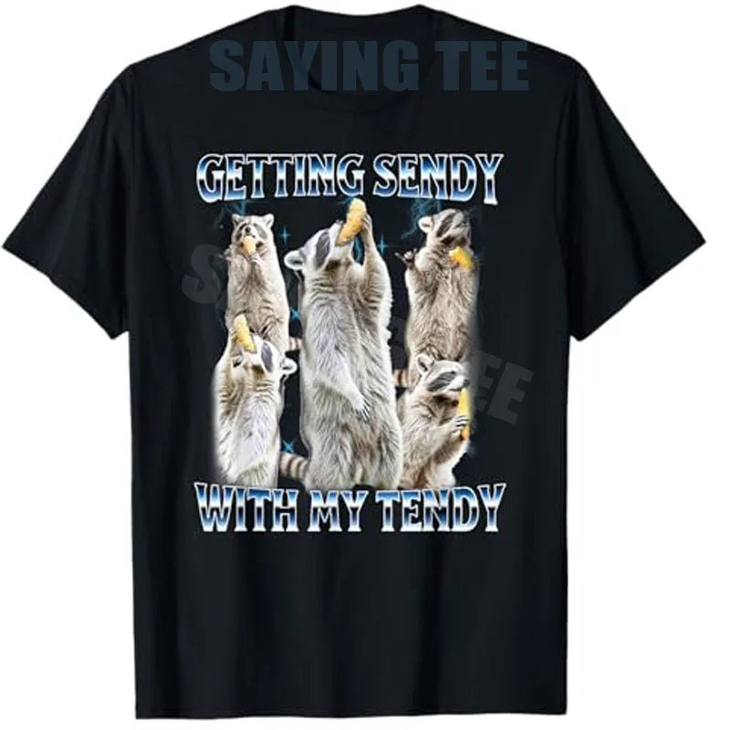 

Getting So Sendy Chicken Tenders Send Humor T-Shirt Tendies Vibes Meme Foodie Hype Mode Y2k Art Raccoon Graphic Saying Tee Tops