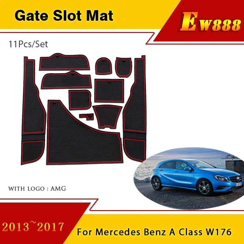 Gate Slot Pad For Mercedes Benz A Class W176 2013~2017 Five Door Hatchback Anti-Slip Rubber Door Groove Mats Car Accessories