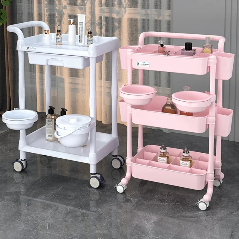 Cart Trolley With Wheels Foldable Hairdressing Trolleys Salon Trolly Pink Furniture Beauty Hairdressers Hair Professional Bar