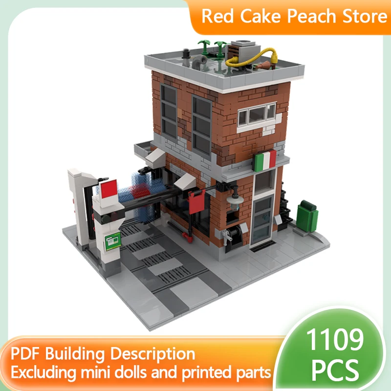 City Street View Model MOC Building Bricks Car Wash Architecture Modular Technology Children Holiday Gifts Assemble Toys Suit