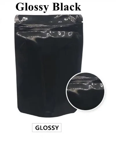 100PCS Stand up Matte/Glossy Black Aluminum Foil Ziplock Bag DIY Thick Snack Candy Coffee Sugar Biscuit Gifts Storage Pouches