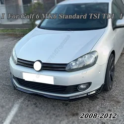 For VW Golf 6 MK6 Standard TSI TDI MPI 2008-2012 Car Front Bumper Lip Body Kit Carbon Look Spoiler Splitter Accessories