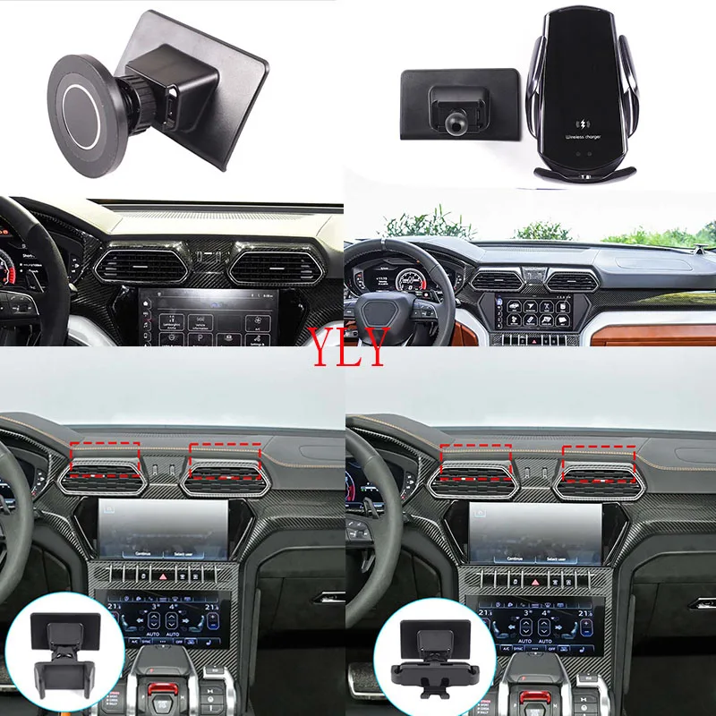 

1Pcs ABS black For Lamborghini URUS 2018-2026+ car central control air outlet upper mobile phone holder car accessories