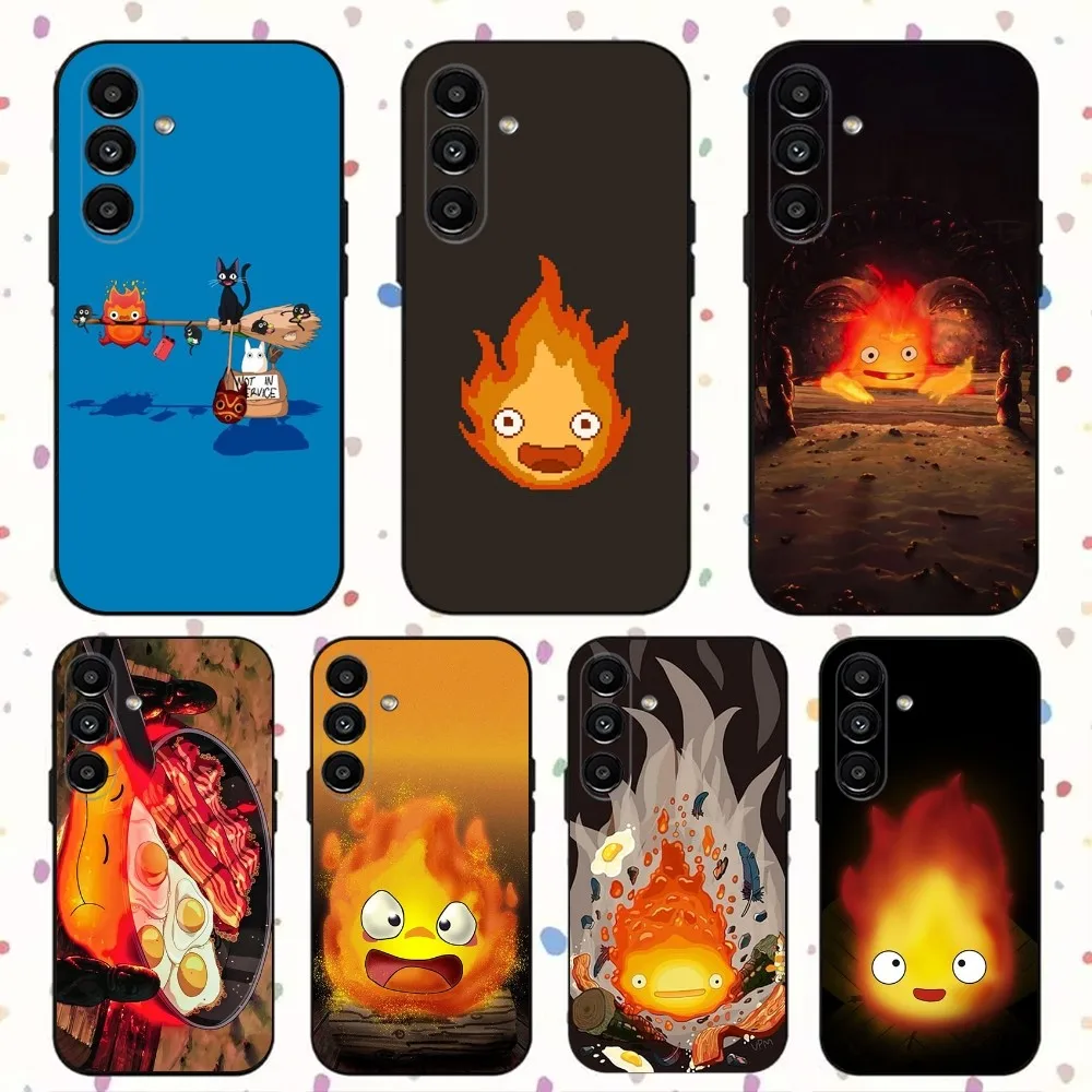

Cartoon C- Calcifer-r Phone Case For Samsung S24,S21,S22,S23,S30,Ultra,S20,Plus,Fe,Lite,Note,10,9,5G Black Soft Cover