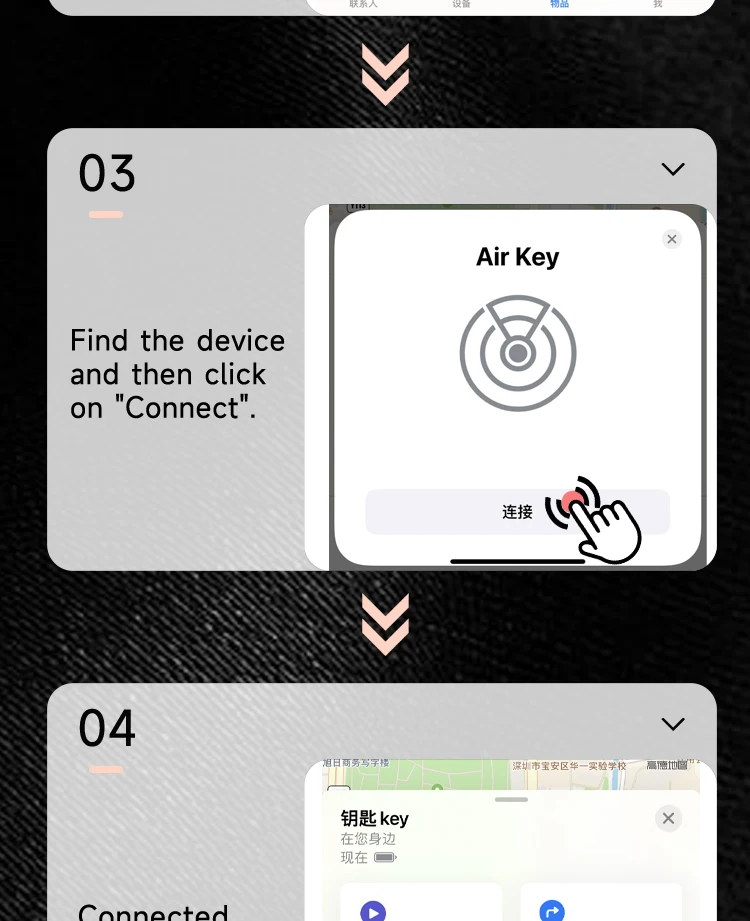 Integrierte AirTag-Chips, Fassungsvermögen für 2-3 Schlüssel, Autoschlüsselanhänger mit GPS-Tracker, Schlüssel-Finder, Schlüsselhalter für Männer und Frauen, (nur für iOS) – Detail 22
