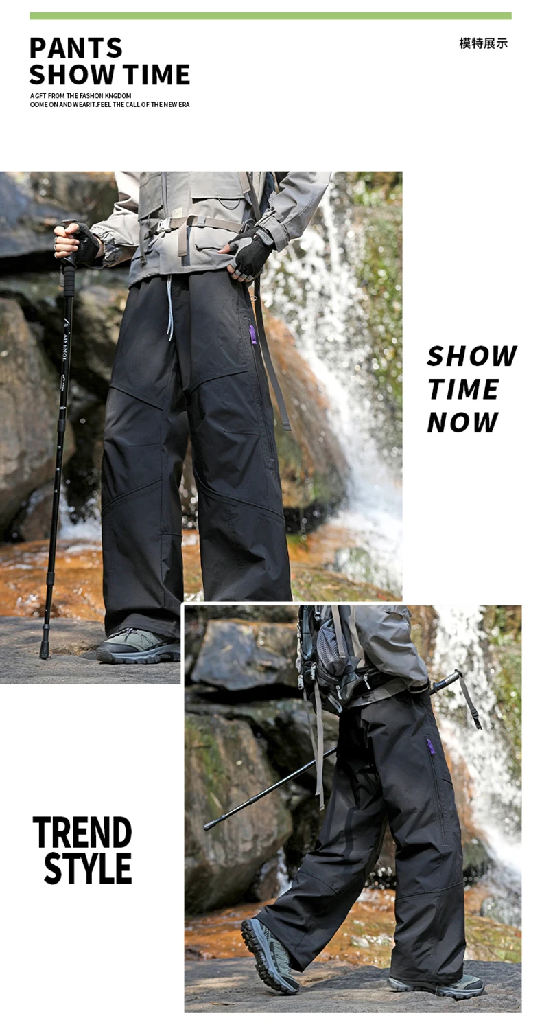 Wasserdichte Wanderhosen für Herren, Herbstmode Cargo-Hosen, Outdoor-Hosen mit weitem Bein, Angel- und Campinghosen für Männer – Detail 10