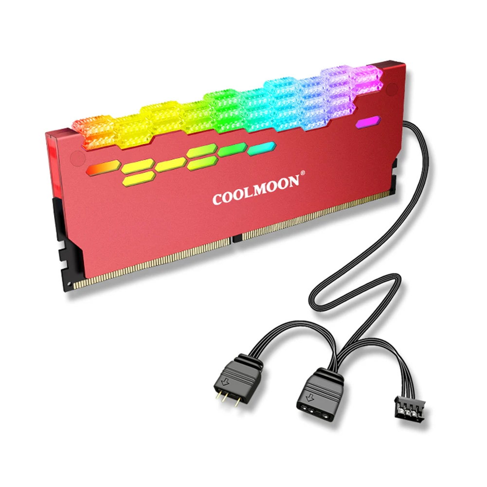 

COOLMOON RA-2 RAM Memory Bank радиатор-кулер ARGB красочный мигающий распределитель тепла для ПК аксессуары для настольных компьютеров
