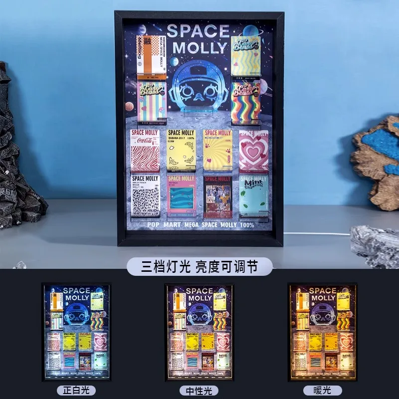 

Mega Collection 100% Space Molly Anniversary 2nd Generation Figure High Quality Upgraded Lighting Storage Scene Display Box