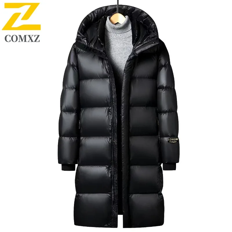 COMXZ Premium Hooded Men Down Jacket Outdoor Job Wind Resistant Warm Parka Leisure Trip Cold Proof Light Winter New Puffer Coat