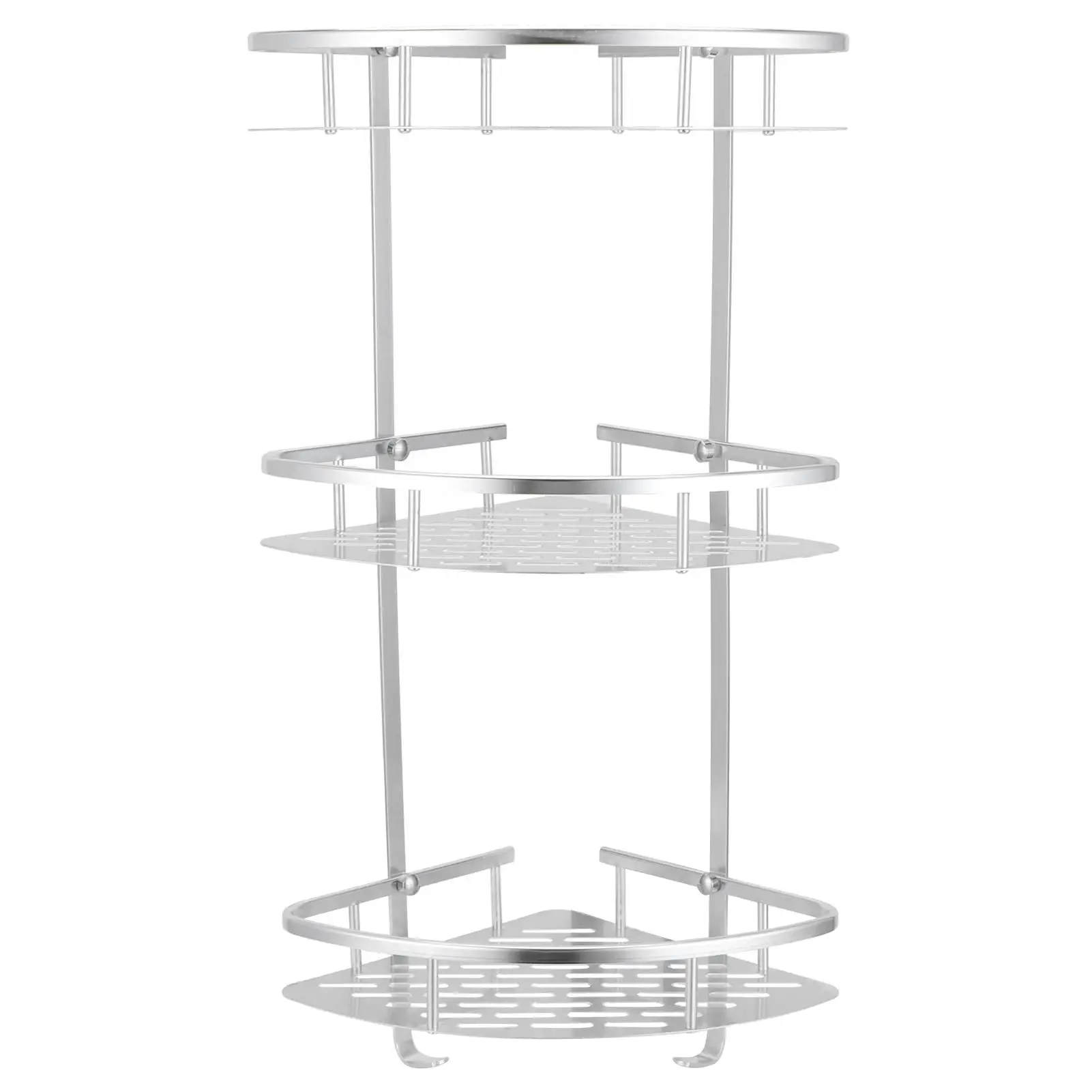 

Aluminum Corner Shower Shelf Organizer Wall Mounted Rack - Easy Install for Bathroom, Kitchen - 3 Tiers