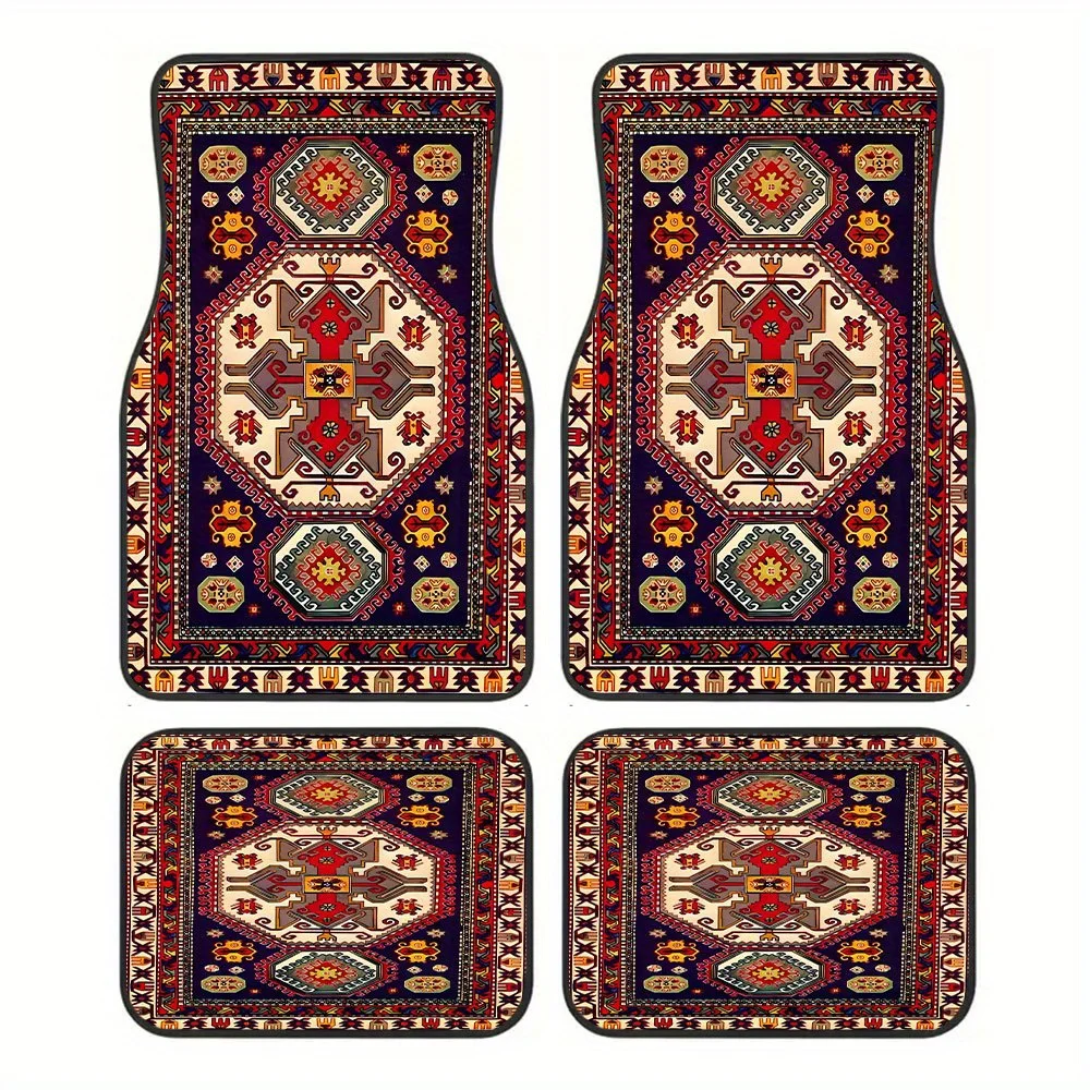 4pcs Persian Floor Mats Compatible For Sedan, Truck, SUV - Elegant Persian Car Mat Pattern, Vehicle Floor Liners, -Position Cove