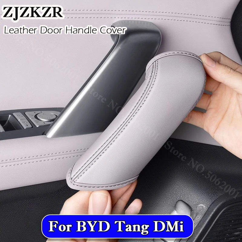 For BYD Tang DMi 2021-2025 2026 Car Door Handle Protection Cover PU Leather Handlebar Grip Cover Interior Decoration Accessories