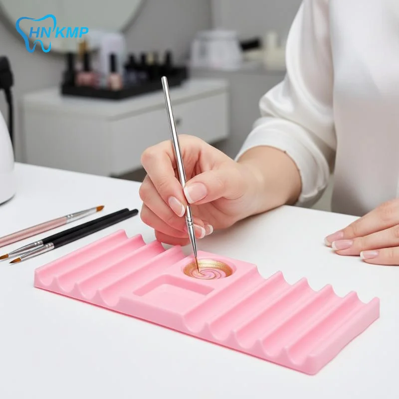 10-Slot Nail Art Brush Holder Plastic Multi-function Pen Stand with Color Palette Manicure Storage Organizer