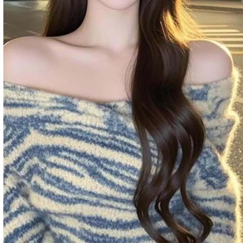 البلوزات لاعبا البلوفرات امرأة الخامس الرقبة عيد الميلاد سترة سيدة مطوي الكتف مطعم عشاء تاريخ ليلة الرومانسية أنيقة تناسب #3