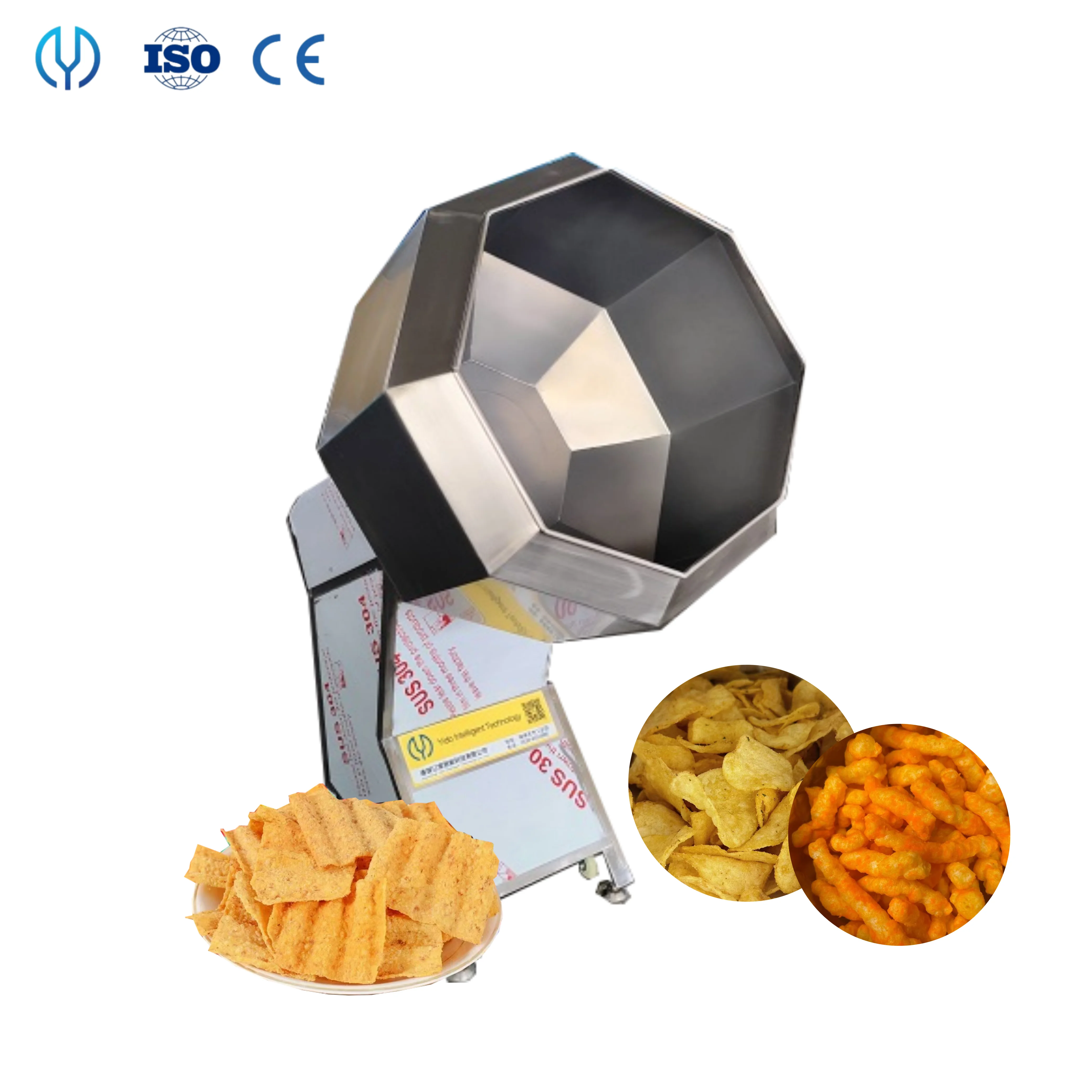 Stainless Steel Octagon Seasoning Mixer Coffee Bean Powder Mixing Machine Snack Food Mixer Machine Groundnut Seasoning Machine