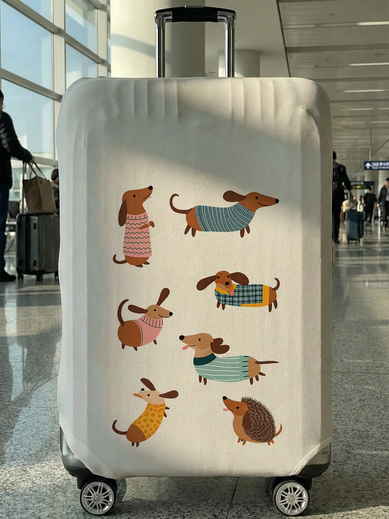

Чехол для багажа с принтом мультяшного такса и ежика, подходит для чемоданов 18-32 дюймов, чехол на ручку чемодана, дорожные аксессуары