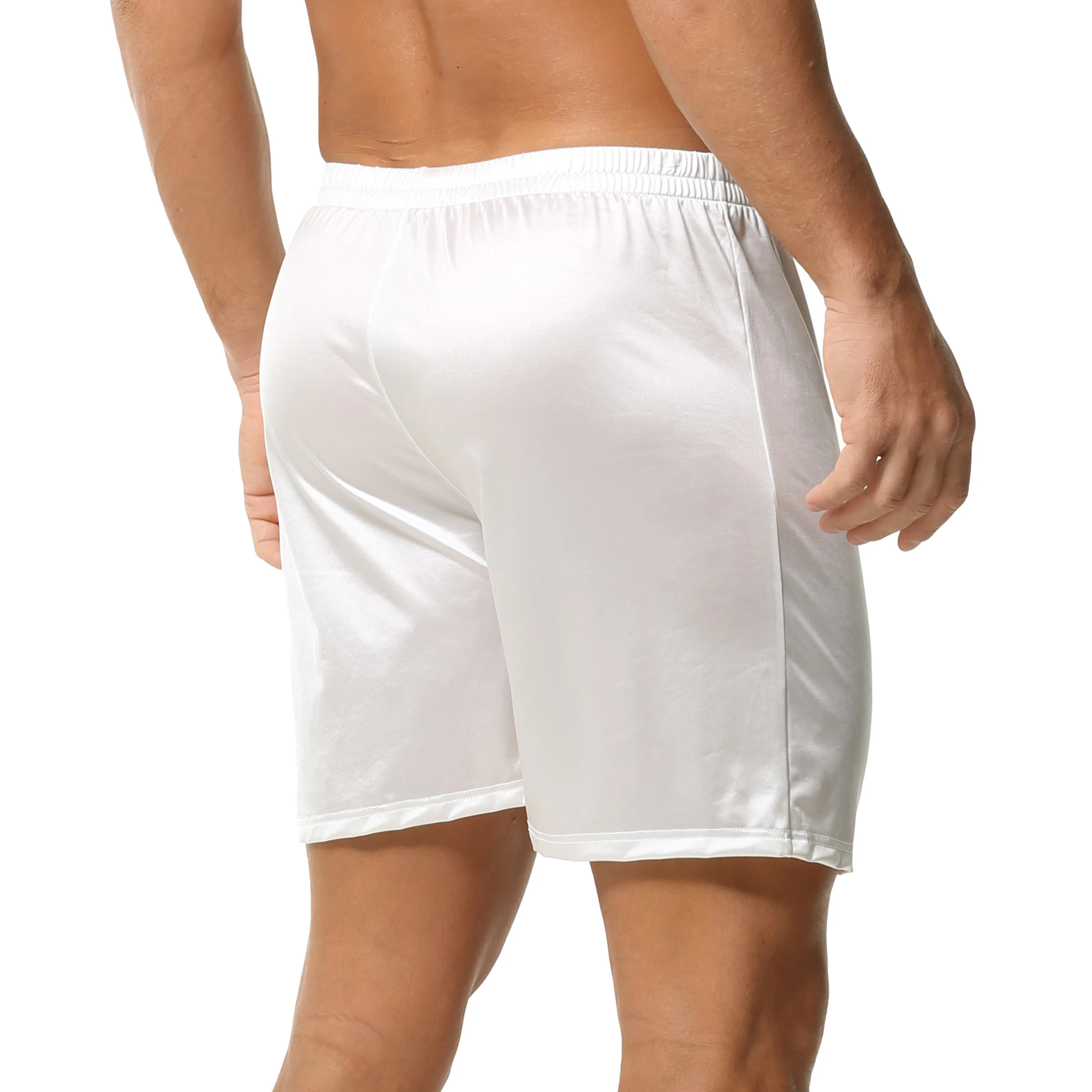 Men Lounge Home Shorts Elastic Waist Loose Sleep Bottoms Breathable Solid Color Casual Summer Male Running Fitness Short Pants