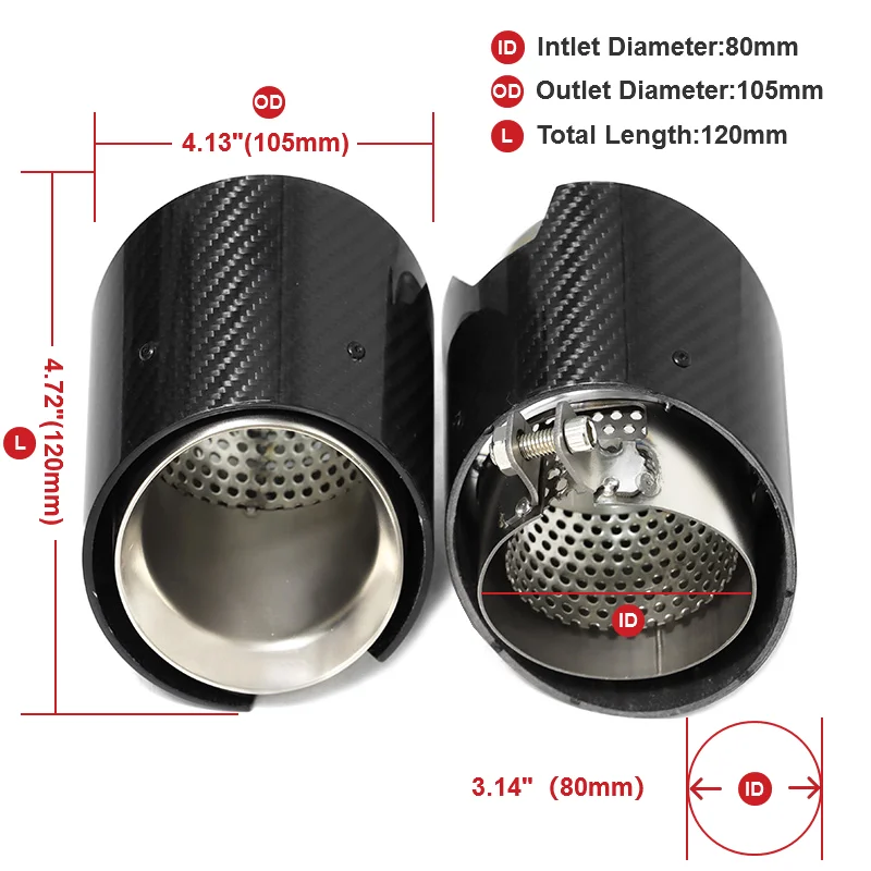 ماسورة عادم السيارة لسيارات BMW M2 M3 M4 أنبوب عادم من ألياف الكربون G80 G82 G83 G87 رأس عادم كاتم الصوت فوهة من الفولاذ المقاوم للصدأ #6