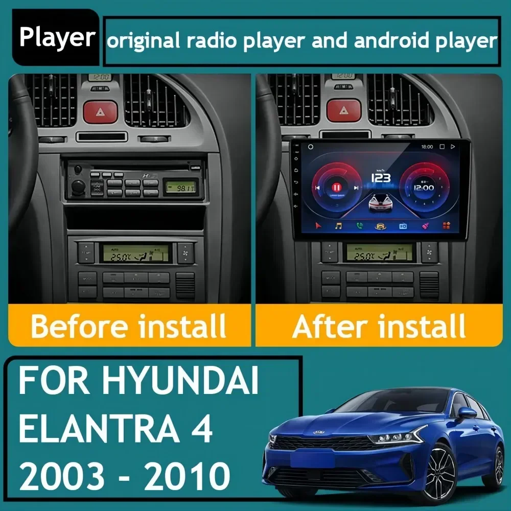 For Hyundai Elantra 3 2003 - 2010 Android 13 Auto Car Radio Car Stereo Carplay Auto Wireless Multimedia with Frame Head Unit