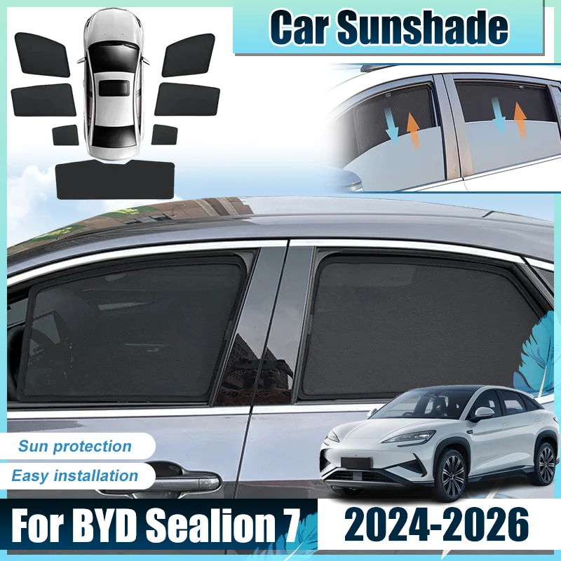 

For BYD Sealion 7 Accessories 2025 EV 2024 2026 Car Front Rear Window Sun Shades Covers Anti UV Visors Heat Sunshades Accesorios