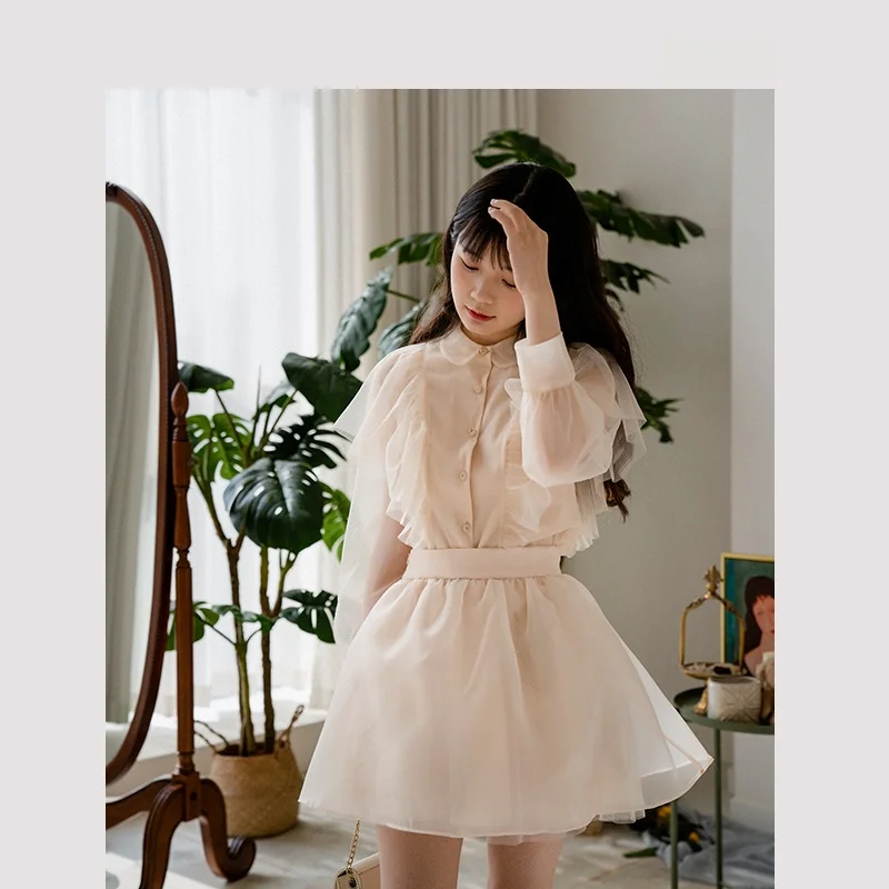 

Elegant White Shirt Women's New Design 2024 Princess Style Long Sleeve Floral Lace Oversized Top Sweet Style Polyester Material