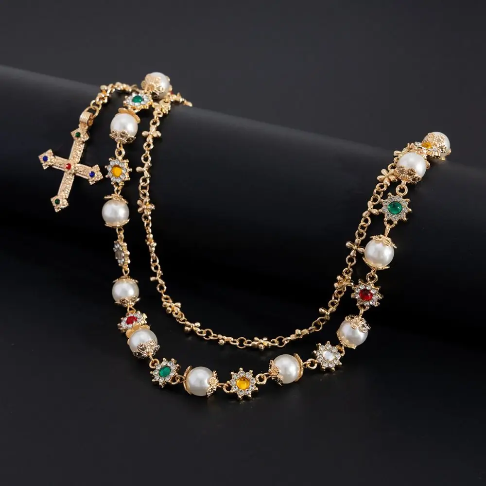 موضة شرابة اللؤلؤ الخصر سلسلة القوطية الخرز فاسق حزام سلسلة الهيب هوب Harajuku شرابة الجينز سلسلة الإناث