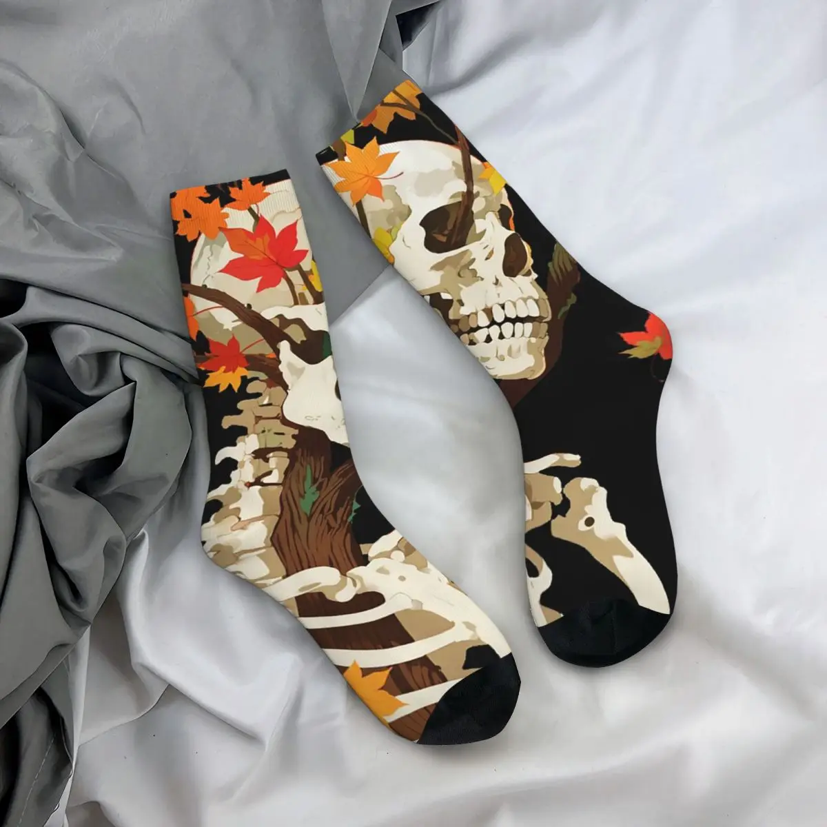 

All Seasons Crew Stockings Gothic Skeleton Tree Printed Socks Fashion Long Socks for Men Women Valentine's Day Gifts