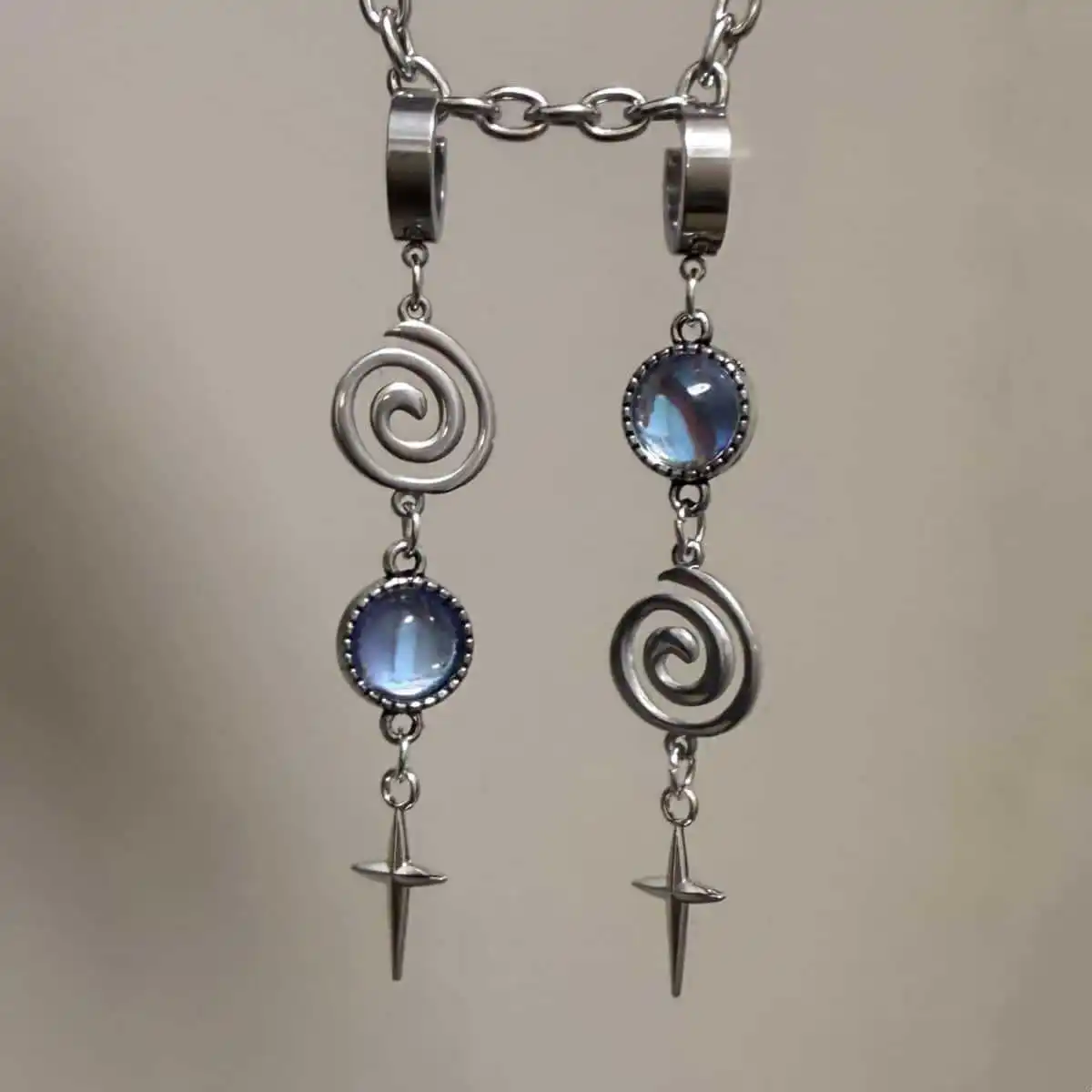 Moonlight Cameo Vortex Earrings, Punk Jewelry, Boho accessories, Cross Star, Hippie, Rock, Design sense, Ear hooks For Women Man