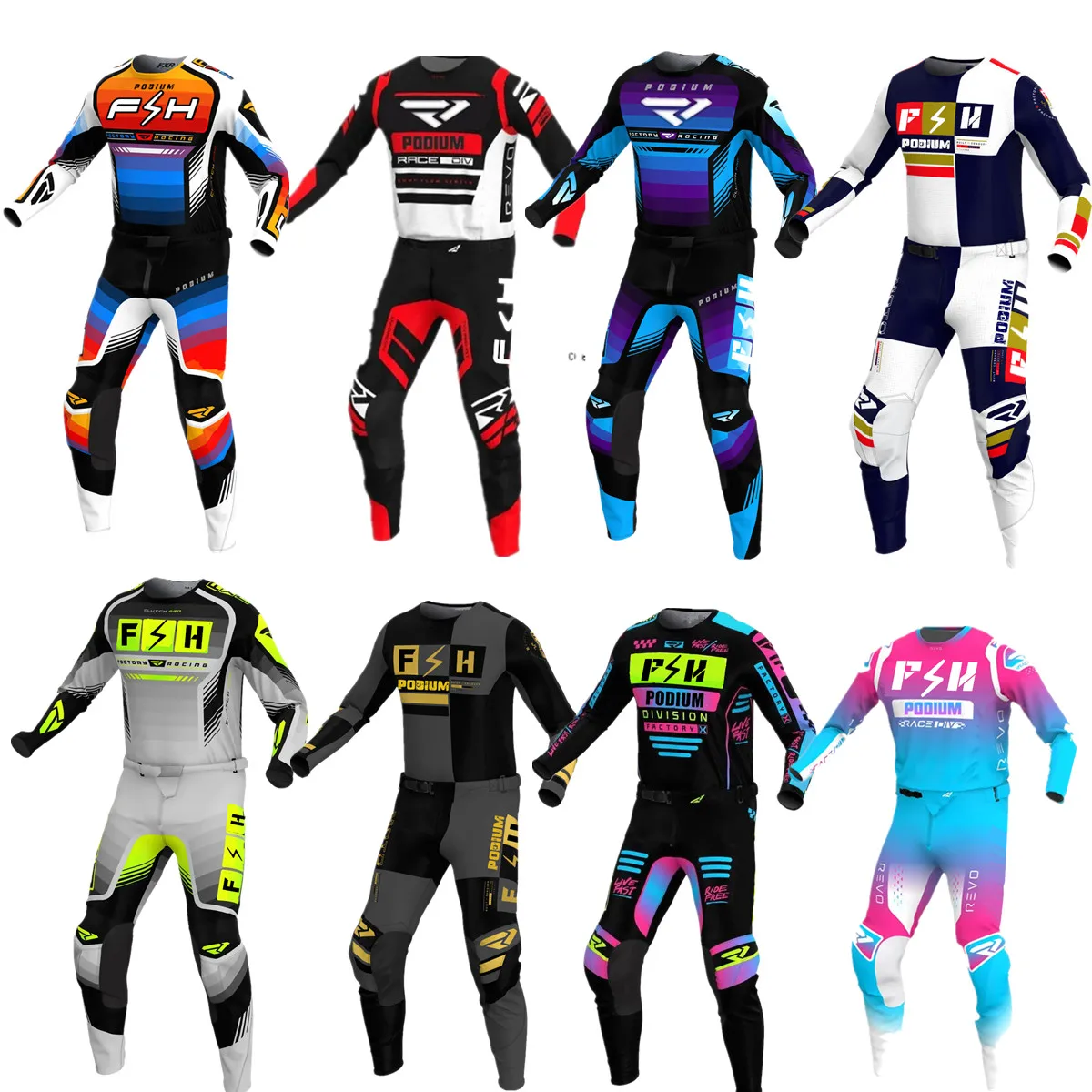 2023 Fh Podium Mx Jersey Set Crossmotor Kleding Off Road Motocross Gear Set Motorfiets Kleding Ademende Mx Combo