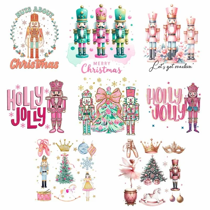 عيد الميلاد هولي جولي بقع على الملابس نقل الحرارة ملصق DIY بها بنفسك تي شيرت قابل للغسل التصحيح شجرة تي شيرت مطبوع ملصقات الحرارية أ #1