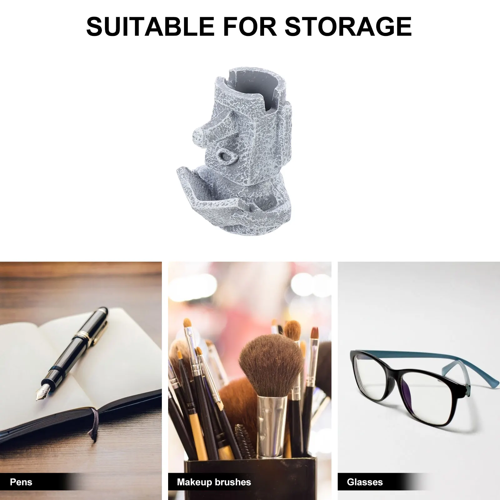 

Moai Resin Pencil Holder Pen Organizer Creative Desktop Storage Holder Glasses Stand Office Decor Glasses Stand