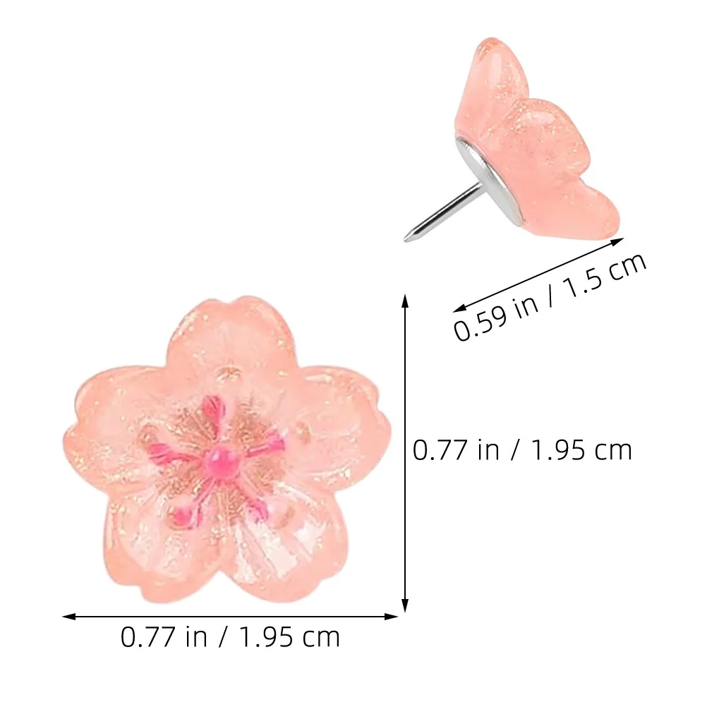 30 قطعة زهر الكرز الوردي دبابيس ضغط الراتنج زهرة الزخرفية Thumbtacks للوحة الإعلانات لوحة الفلين مكتب الاستخدام