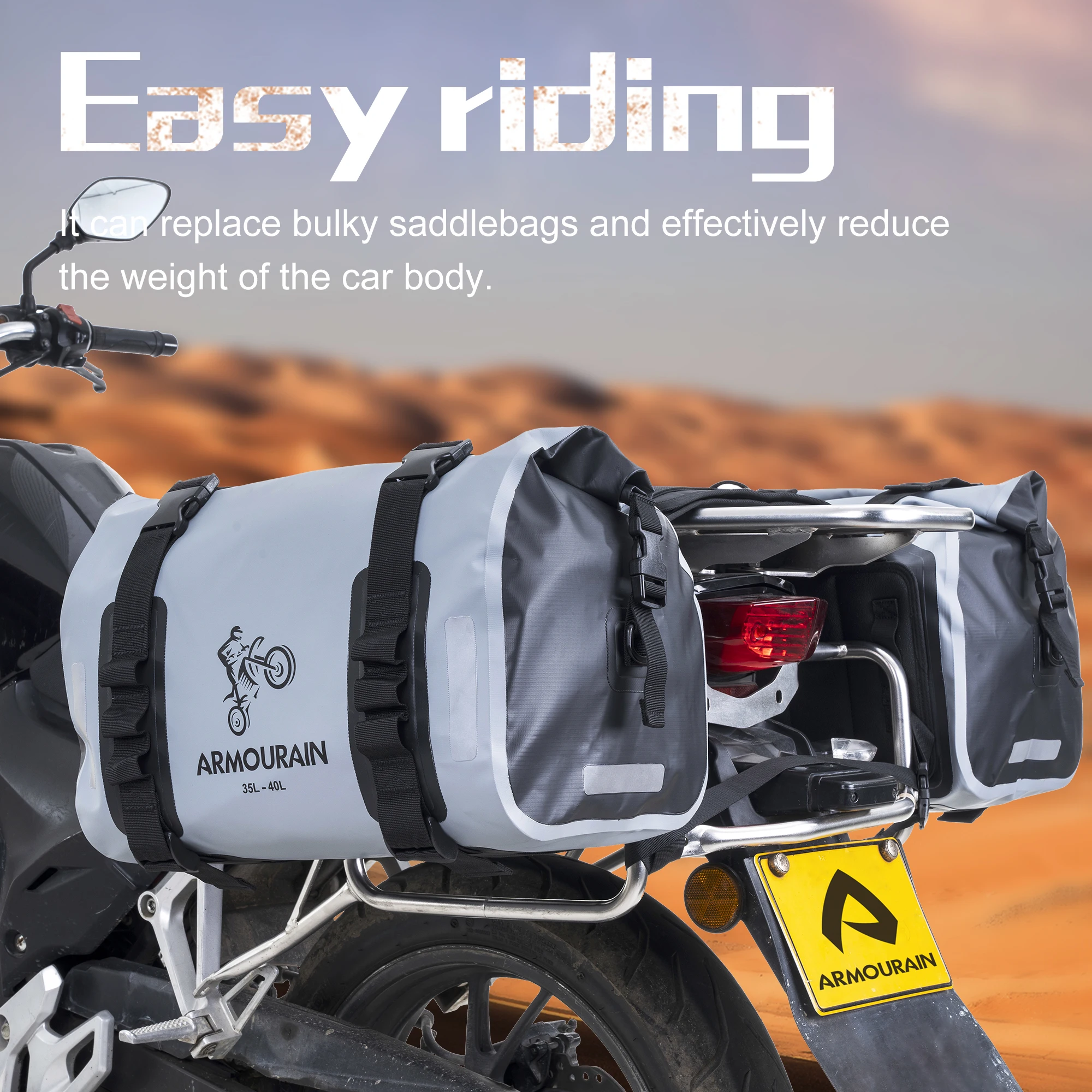 Waterproof Motorcycle Side Bag 70L (35L*2) Helmet Bag Rear Seat Bag Tail Bag Saddle Bag Motorbike Luggage Equipment