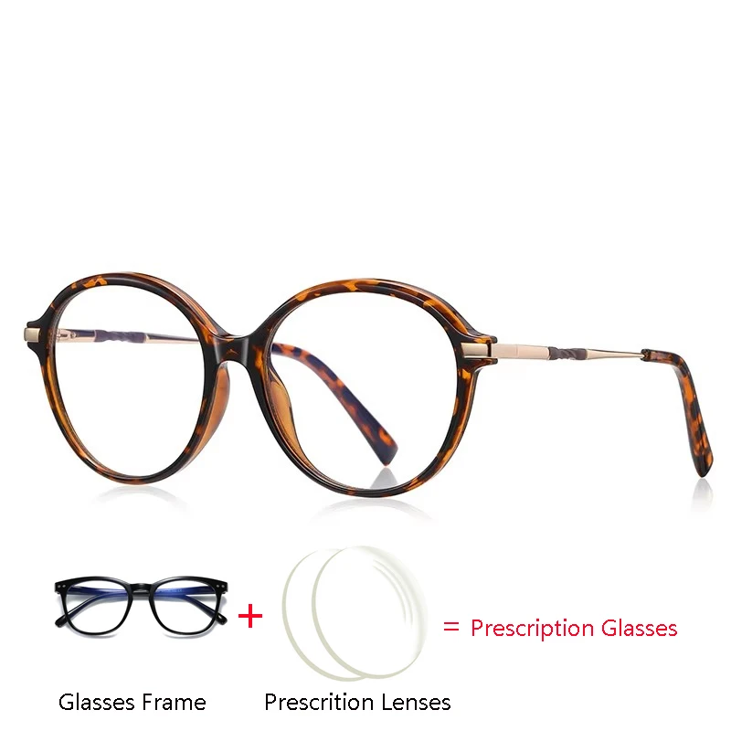 Leopard Frame Round Prescription Glasses Women Men Anti-reflective Anti Blue Rays/Photochromic/Nearsighted Bifocal Spectacles