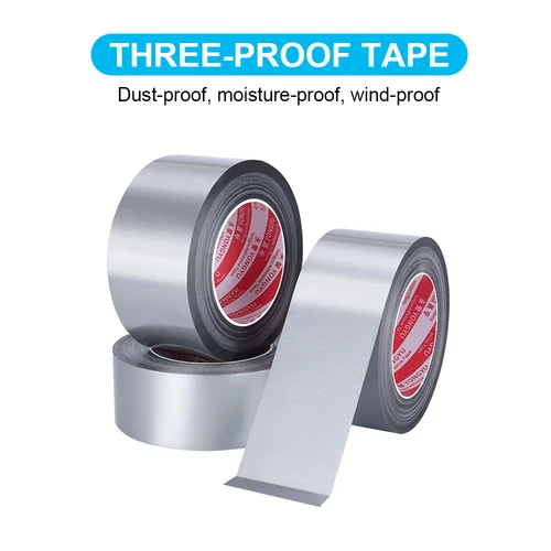 Cinta de tela de un solo lado, cinta de tubería de Grado Industrial, resistente al agua, fuerte, para mantenimiento de proyectos domésticos, color gris y plateado